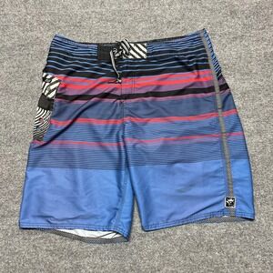 Vintage Y2K Lost Enterprises Board Shorts Mens 38 Trunks 90s Striped Colorful